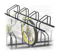 Rastrelliera Biciclette Rastrelliera verticale per interni ed esterni, cavalletto da parcheggio per biciclette da 2-6 capacità, compatibile con la maggior parte dei tipi di biciclette(Black 4 racks)