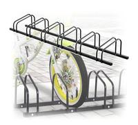 Rastrelliera Biciclette Rastrelliera verticale per interni ed esterni, cavalletto da parcheggio per biciclette da 2-6 capacità, compatibile con la maggior parte dei tipi di biciclette(Black 6 racks)