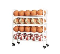 Rastrelliera da basket a 4 livelli con ruote, supporto per allenamento e attrezzatura sportiva per campi, sale di allenamento, club e lezioni di educazione fisica scolastica