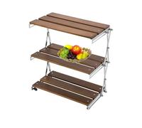 Rastrelliera Da Campeggio - Ripiano Pieghevole A 3 Livelli, Supporto Portatile Per Organizer Da Esterno, Design Stabile Con Struttura In Metallo | Per L'impostazione Della Cucina Per Barbecue Da Picni