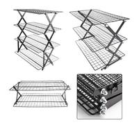 Rastrelliera di Raffreddamento Pieghevole 3 Livelli Salvaspazio Acciaio Panifici