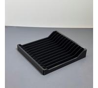 Rastrelliera di Stoccaggio CD/DVD Stile Vintage - Contiene 12 Dischi, Scatola di Stoccaggio in Plastica Nera alla Moda Adatta per Tavolo o Scrivania, Perfetta per la Collezione di Dischi Musicali e Gi