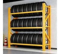 Rastrelliera for Pneumatici Regolabile a 3 Livelli, Ripiano for Stoccaggio di Pneumatici in Acciaio Resistente da 1100 LBS(Yellow,200x50cm/78.7x19.7in)