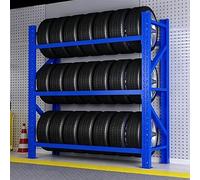 Rastrelliera for Pneumatici Regolabile a 3 Livelli, Ripiano for Stoccaggio di Pneumatici in Acciaio Resistente da 1100 LBS(Blue,200x60cm/78.7x23.6in)