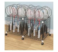 Rastrelliera for Racchette da Tennis, Carrello porta-racchette da badminton con ruote, for scuola, palestra e garage