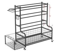 Rastrelliera for Racchette da Tennis, Cesto portaoggetti for attrezzature sportive a 4 strati, con ganci laterali for campi da badminton e tennis(Style1)
