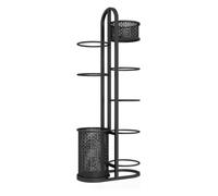 Rastrelliera for Racchette da Tennis, Supporto for racchette e palline con spazio superiore, for racchette da badminton, tennis, badminton e basket.(Black,45x22x140cm)