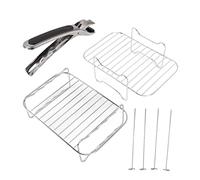 Rastrelliera in acciaio inox per friggitrice con spiedini e clip anti-scottatura, rastrelliera per cottura a vapore per friggitrice ad aria Foodi da 8 QT a doppio cestello, i