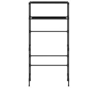 Rastrelliera Lavatrice 2 Livelli Ferro 69x28x143 cm Nera