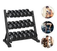 Rastrelliera Manubri Rack Porta Dischi Pesi Manubri per Palestra Casa 3 livelli