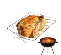 Rastrelliera per arrosto, in metallo, antiaderente, per arrosti, pollo, costolette, accessorio per griglia per interni ed esterni, per cottura di barbecue, picnic, cucina, carne, pollame, pollo