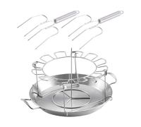 Rastrelliera per cosce di pollo per griglia, in acciaio inox, rotonda, per cosce di pollo, con 12 scomparti, antiaderente, per barbecue con vaschetta antigoccia per picnic