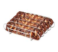 Rastrelliera Per Costolette In Acciaio Inossidabile - Supporto Per Griglia Verticale Grande In Acciaio Inossidabile A 4 Slot | Accessorio Per Barbecue, Supporto Per Grigliate Di Carne Per Costolette |