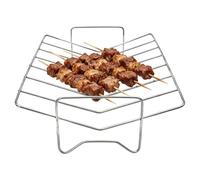 Rastrelliera per costolette - Supporto per arrostire barbecue in acciaio inossidabile a forma di V - Supporto per griglia per carne e resistente per barbecue da cucina, campeggio, picnic, for