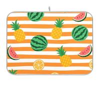 Rastrelliera per frutta estiva a righe arancioni bianche opache, stuoie per asciugare i piatti, stuoie per asciugare i piatti per la cucina grande 18 x 24