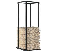 Rastrelliera per Legna da Ardere Base Nera 37x37x113cm Acciaio