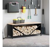 vidaXL Rastrelliera per Legna da Ardere con Piano Nera 100x40x60 cm