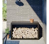 vidaXL Rastrelliera per Legna da Ardere Nera 100x40x60 cm in Acciaio