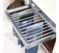 Rastrelliera per pantaloni scorrevole espandibile, organizer salvaspazio per armadio e biancheria, multifunzione, estraibile sopra la lavatrice, elegante design nascosto