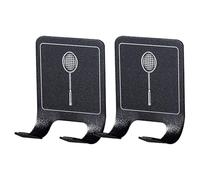 Rastrelliera per racchette, 2 supporti resistenti per racchette da tennis, montaggio a parete, supporto autoadesivo in acciaio con forte nastro biadesivo