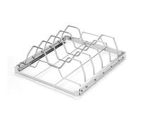 Rastrelliera pieghevole in acciaio inox per barbecue grill, accessorio per barbecue a 5 scomparti per cottura uniforme e circolazione del fumo, design salvaspazio per retro e costole di ricambio