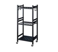 Rastrelliera Porta Attrezzi da Giardino Nero Scaffale Grigliato Griglia Aperta