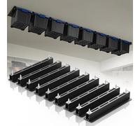 Rastrelliera portaoggetti da soffitto, per garage, resistente, da appendere, per garage, larghezza regolabile, colore nero (9 set per 8 bidoni)