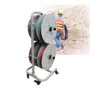 Rastrelliera portatile con ruote girevoli e freno, dispenser di corda e porta avvolgitubo, adatto per un massimo di 4 rulli di cavo, ideale per paracord e fili