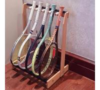 Rastrelliera Racchetta Tennis Rastrelliera per Racchette da Tennis Salvaspazio in Legno, Contiene 6 Racchette, Espositori Imbottiti per Basso per Chitarra, Portaoggetti per Racchetta da Badminton Mar