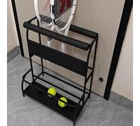 Rastrelliera Racchetta Tennis Supporto per Racchette da Tennis in Acciaio di Grande Capacità, Supporto per Attrezzatura da Badminton, Supporto per Racchette da Badminton(Black)