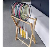 Rastrelliera Racchetta Tennis Supporto Pieghevole per Racchette da Tennis, Espositore per Racchette da Badminton in Legno Massello, Ripiano per Racchette di Grande Capacità per Camera da Letto, Scuola