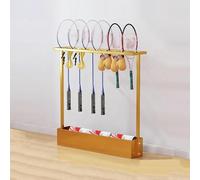 Rastrelliera Racchetta Tennis Supporto, Scaffale Porta Racchette da Badminton, Adatto a Palestre e Scuole, Club Scolastico, Stile del Pavimento, Salva Spazio(Gold)