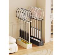 Rastrelliera Racchetta Tennis Supporto Stretto per Racchette da Badminton, Mensola Multifunzionale in Metallo, Porta Racchette/attrezzature Sportive/portaombrelli Salvaspazio(Black)