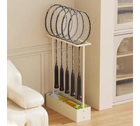 Rastrelliera Racchetta Tennis Supporto Verticale per Racchette da Badminton, Salvaspazio per Attrezzature Sportive, Organizer Angolare per Racchette da Tennis per Scuola, Camera da Letto, Soggiorno(Wh