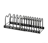 Rastrelliera regolabile per pentole da 30-58 cm, resistente, colore: nero | Si espande da 12 a 58,4 cm, massimizza lo spazio dell'armadio, larghezza flessibile, si adatta a aree strette o larghe