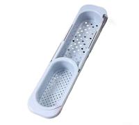 Rastrelliera retrattile regolabile per lavello con cestello di scarico per filtro dell'acqua per lavare i piatti, con deflettore sollevabile per la sicurezza della cucina (blu)