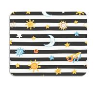 Rastrelliera scolapiatti con tappetino antiscivolo assorbente in terra diatomacea a righe bianche e nere con sole, luna, stella, 60 x 50 cm