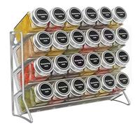 Rastrelliere spezie a 4 livelli a 4 livelli di metallo contropiede organizzatore di spice tieni 24 bottiglie per cucina contromotore dispensa