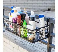 Rastrellino per vaso di fiori di ferro con design europeo per decorazioni da giardino balcone (NERO)