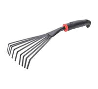 Rastrello a mano a 9 denti in acciaio inossidabile rastrello da giardino con manico in plastica utensili mano per giardino per il trapianto e scavo del giardinaggio, utensile, piccolo, piccolo