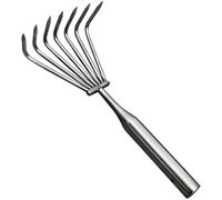 Rastrello a mano in acciaio inox a 7 denti, strumento da giardino ispessito con denti curvi, rastrello a mano in metallo resistente per un efficiente allentamento del terreno, scavare sabbia e