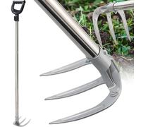 Rastrello a mano per patate - 119,4 cm con manico lungo, rastrelli per diserbo, in acciaio al carbonio resistente a 3 denti, con impugnatura a D per scavare le radici dell'erba, allentare il terreno e