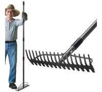 Rastrello ad arco regolabile resistente da 160 cm, 2 in 1 a doppia testa, in acciaio, per raccogliere foglie, paglia di pino, paglia, rompere il terreno e livellare ghiaia