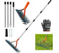 Rastrello Arieggiatore,Rastrello Sarchiatore Con Manico 170cm,Arieggiatore Manuale a Denti,Rastrello Sarchiatore Aeratore Doppio,Rastrello Muschio,Per Fertilizzare Lawn Thatching Rake Cleaning