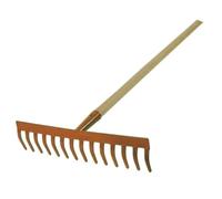 rastrello con manico in acciaio verniciato - 12 denti manico legno cm.130