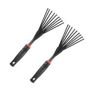 Rastrello da Giardino a 9 Denti in Plastica Nera, 2 Pezzi