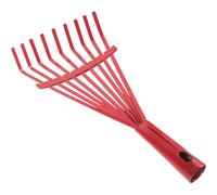 Rastrello da Giardino in Acciaio a 9 Denti Rosso per Fogliame | Attrezzo per Pulire Terreno e Residui, Adatto a Foglie Secche e Detriti, Uso in Giardino e Cortile
