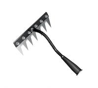 Rastrello da giardino in acciaio al carbonio a 5/6/7/8 denti, rastrello da giardino resistente con manico ergonomico per diserbo, coltivare il terreno allentato per la cura del prato e la coltivazione