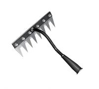 Rastrello da giardino in acciaio al carbonio a 5/6/7/8 denti, rastrello da giardino resistente con manico ergonomico per diserbo, coltivare il terreno allentato per la cura del prato e la coltivazione
