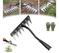 Rastrello da giardino in acciaio al carbonio a 5/6/7/8 denti, rastrello in ferro 2.0, rastrello per diserbo in ferro, per diserbo e giardinaggio e allentamento del prato (7 denti)